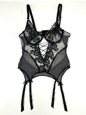 Seven til Midnight sheer bodysuit 3X 4x Curvy girl lace mesh garter belt Sexy